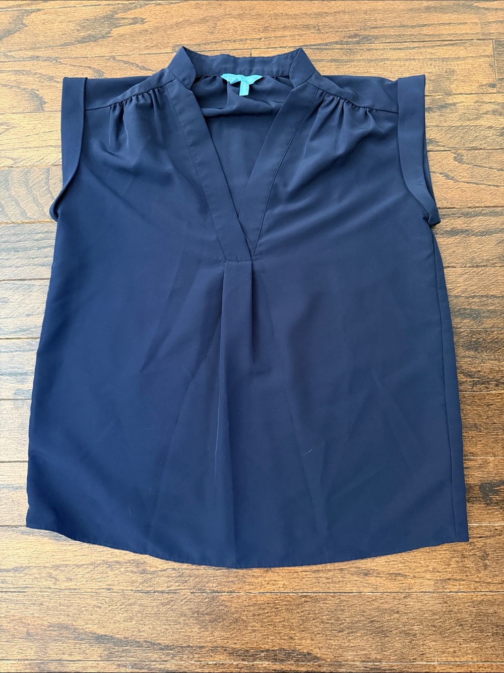 Draper James Navy cap sleeve V-Neck Blouse